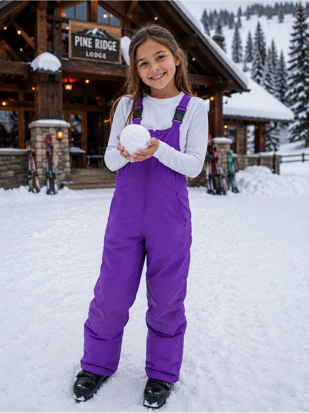 Lands' End Purple Kids Snow Overalls